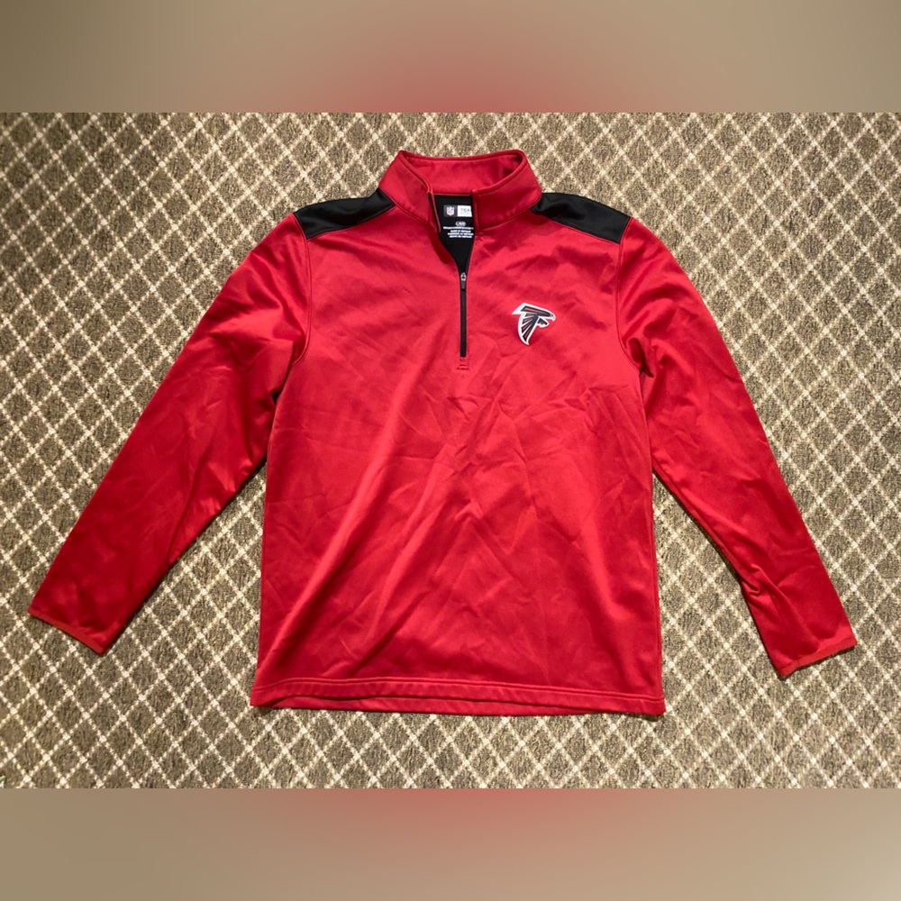NFL Team Apparel Atl Falcons Quarter-Zip Pullover, Size Large